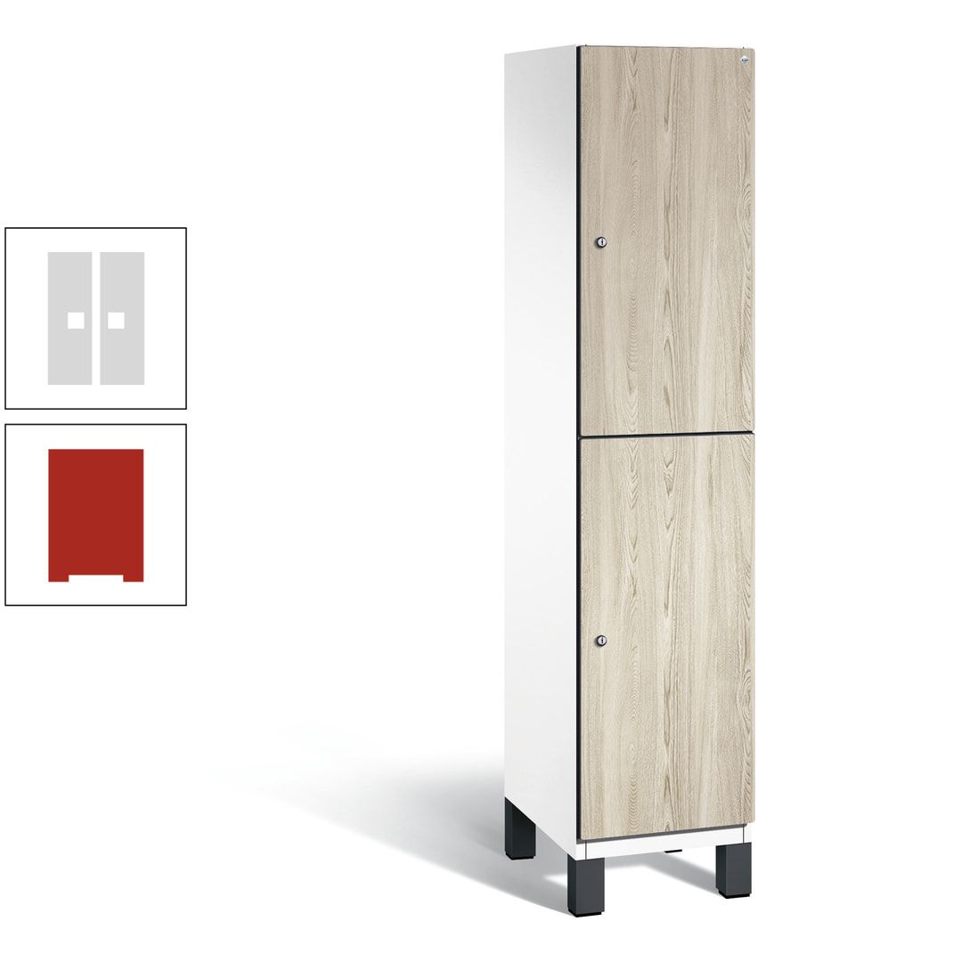 Fächerschrank, Garderobenschrank, mit Füßen, 1 Abteile, 1.980 x 400 x 525 mm (HxBxT), Korpus anthrazitgrau, Tür Donau-Ahorn