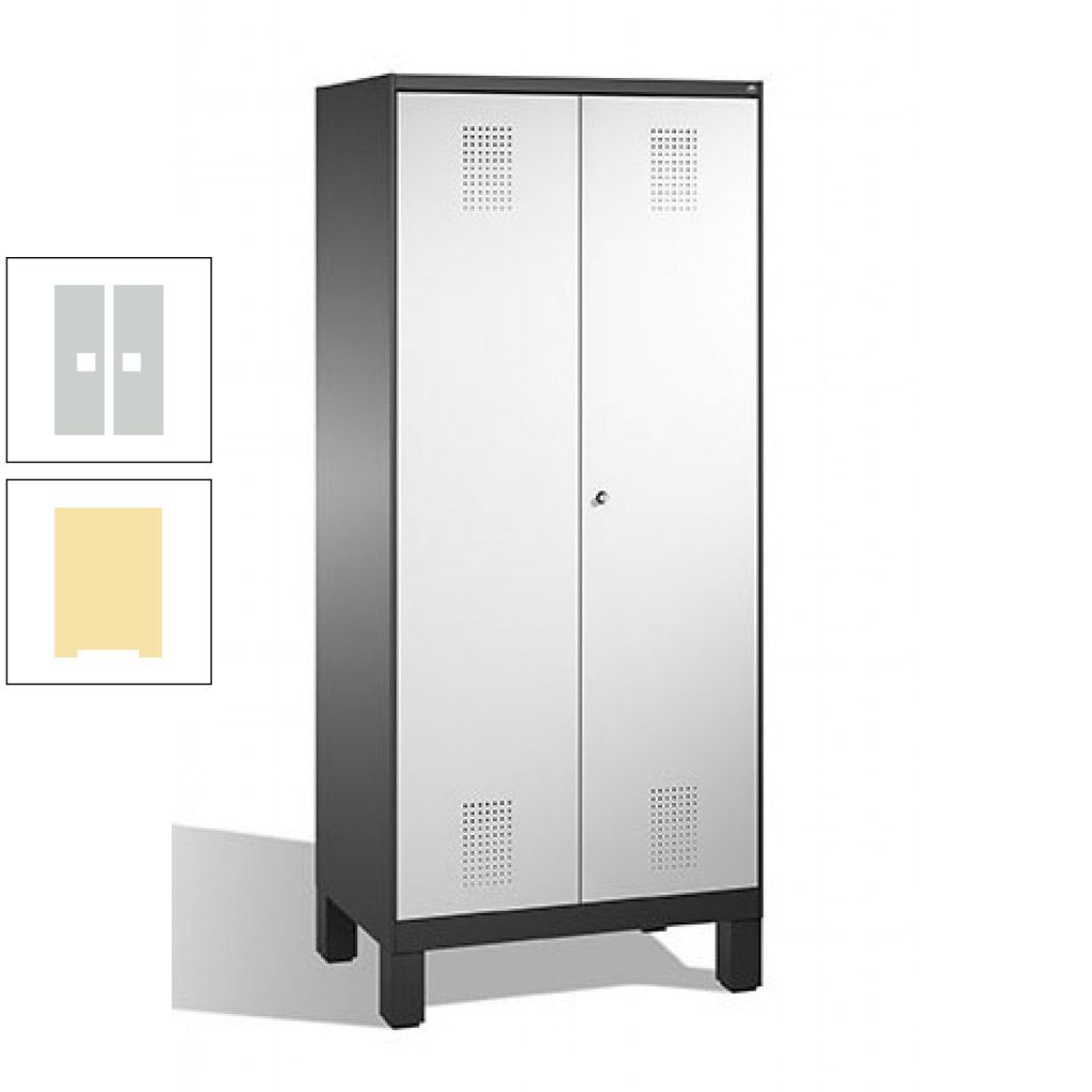 Mehrzweckschrank, Doppeltüren, auf Füßen, 2 Abteile a 400 mm, Korpus anthrazitgrau, Tür anthrazitgrau, 1.850 x 800 x 500 mm (HxBxT)