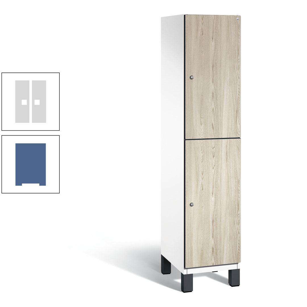 Fächerschrank, Garderobenschrank, mit Füßen, 1 Abteile, 1.980 x 400 x 525 mm (HxBxT), Korpus anthrazitgrau, Tür Donau-Ahorn