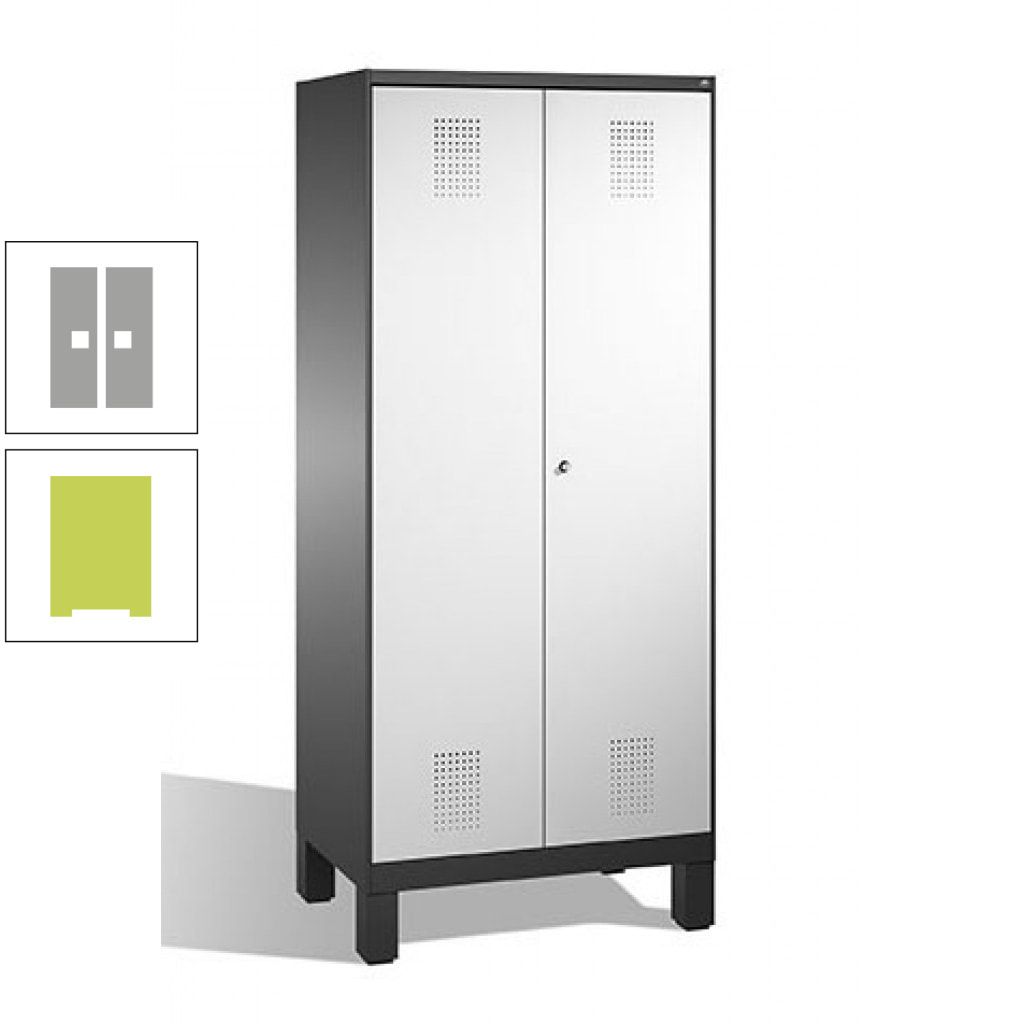 Mehrzweckschrank, Doppeltüren, auf Füßen, 2 Abteile a 400 mm, Korpus anthrazitgrau, Tür anthrazitgrau, 1.850 x 800 x 500 mm (HxBxT)
