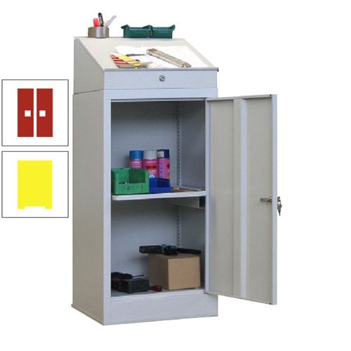 Stehpult mit Schrank - Vollblechtür - Zylinderschloss - 1 Ausziehboden - 1.270x500x500 mm (HxBxT) - anthrazitgrau