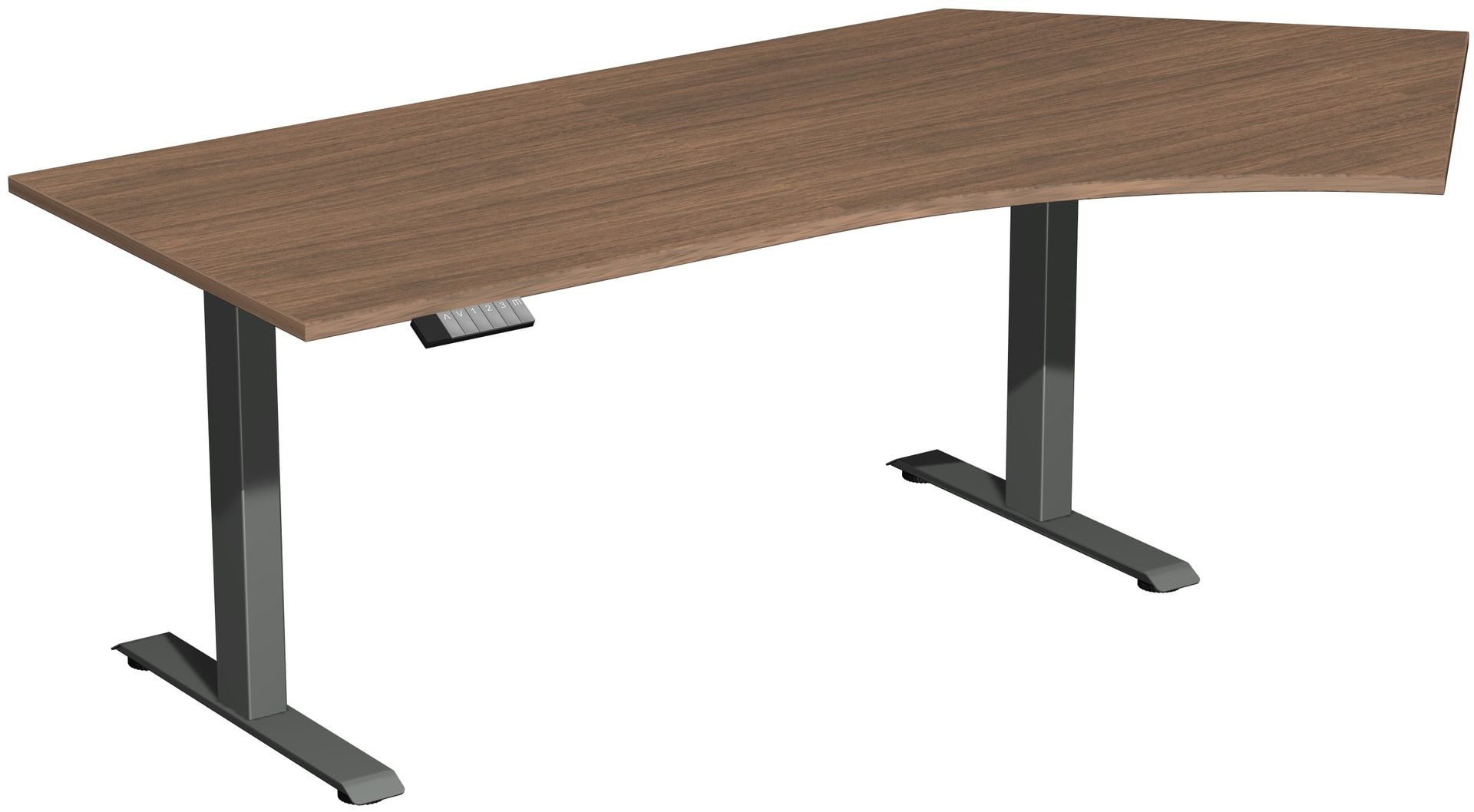 Winkelschreibtisch, Winkel rechts, Elevate Basic, elektronisch höhenverstellbar, 730 - 1.230 x 2.166 x 1.130 mm (HxBxT), Gestell anthrazit, Dekor Onyx