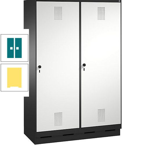 Doppel-Spind, Garderobenschrank, 2 Türen für 4 Abteile a 300 mm, Korpus anthrazitgrau, Türen anthrazitgrau, 1.800 x 1.200 x 500 mm (HxBxT)