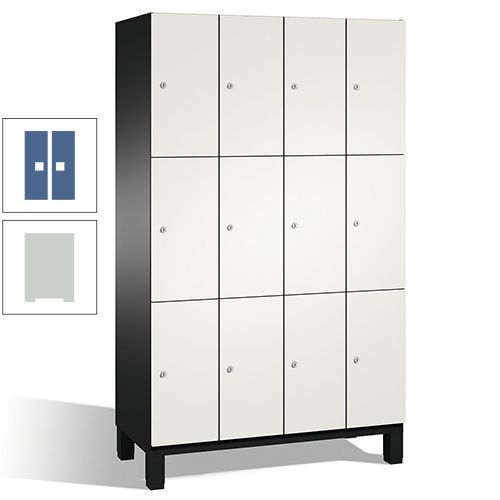Fächerschrank, Stahlschrank, 12 Fächer, Türöffnungsbegrenzer, mit Füßen, Korpus lichtgrau, Tür anthrazitgrau, 1.980 x 1.200 x 525 mm (HxBxT)