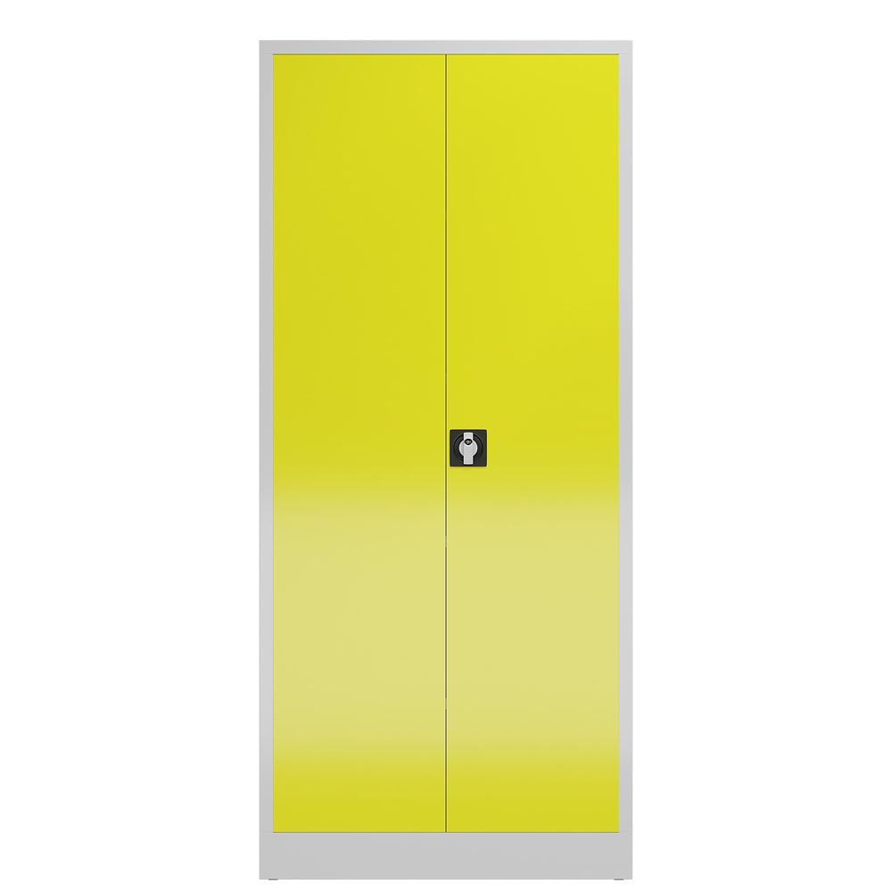 Aktenschrank, Büroschrank, abschließbar, Flügeltüren, 4 Fachböden, 1.800 x 800 x 380 mm (HxBxT), Stahl, Korpus und Türen lichtgrau
