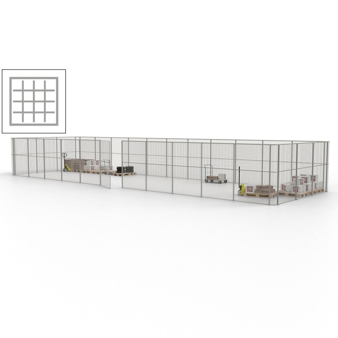 Maschinen Schutzgitter - Hallentrennwand - Sicherheitszaun - Tür - 42 m - 2.200 x 16.900 x 4.900 mm (HxBxT) - enzianblau