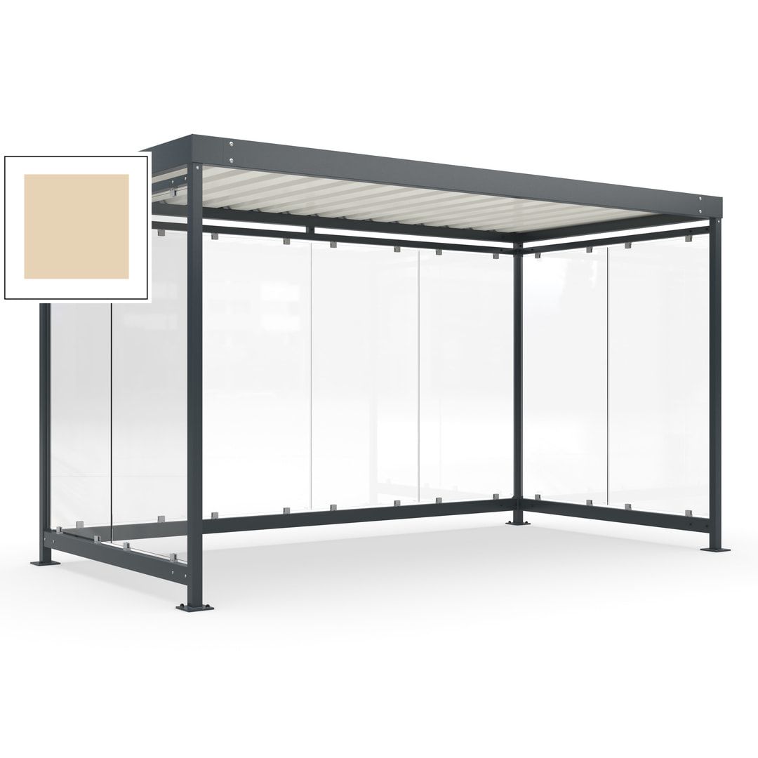 Fahrradunterstand, Fahrgastunterstand, Bushaltestelle, Bausatz, 12-13 Personen, 2.510 x 4.195 x 2.165 mm (HxBxT), 8 Wände, Achatgrau