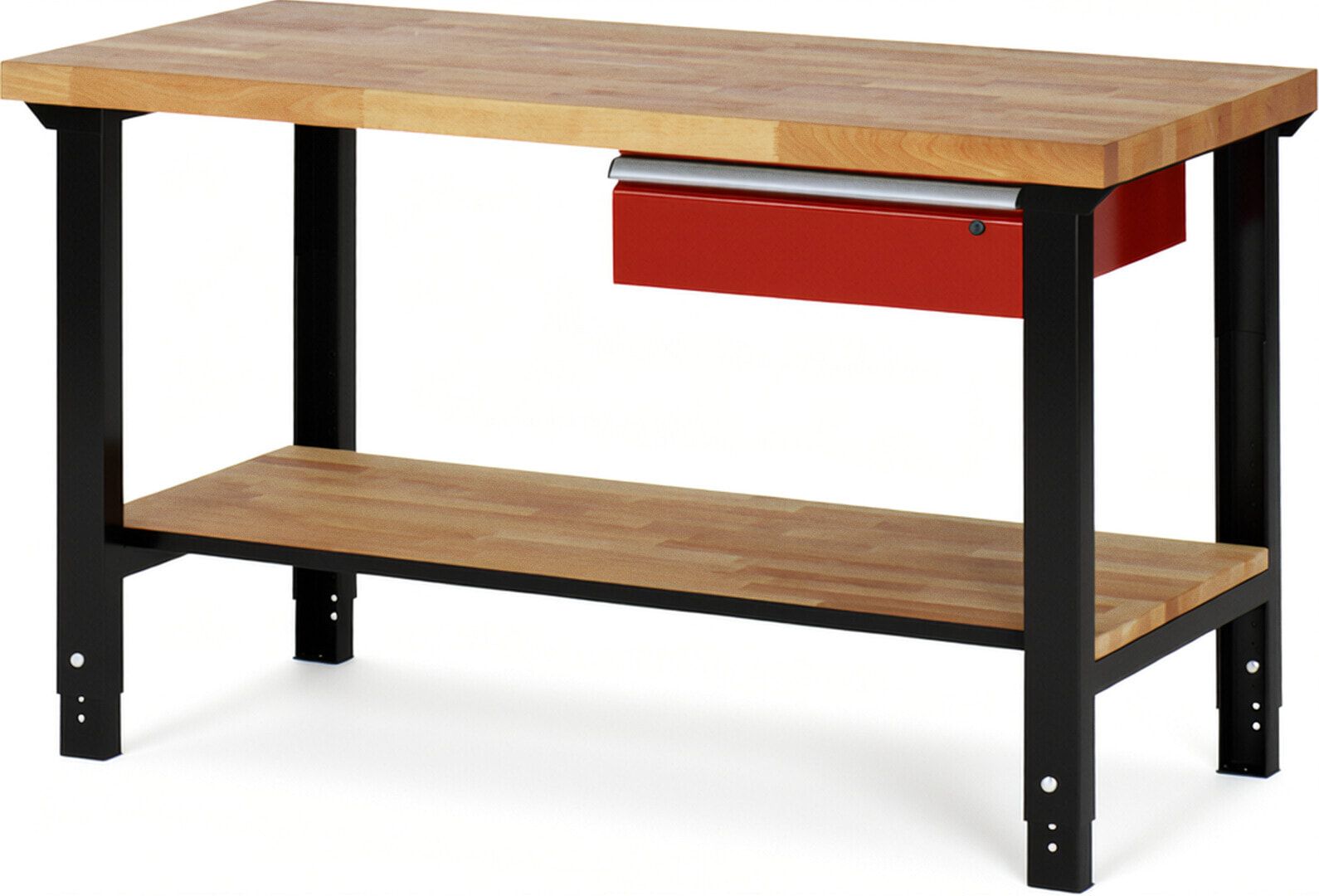 Werkbank mit Ablage - 1 Schublade - 150:1 - höhenverstellbar 790 - 1.140 mm - 1.500 x 700 mm (BxT) - 750 kg - Buche - Anthrazitgrau