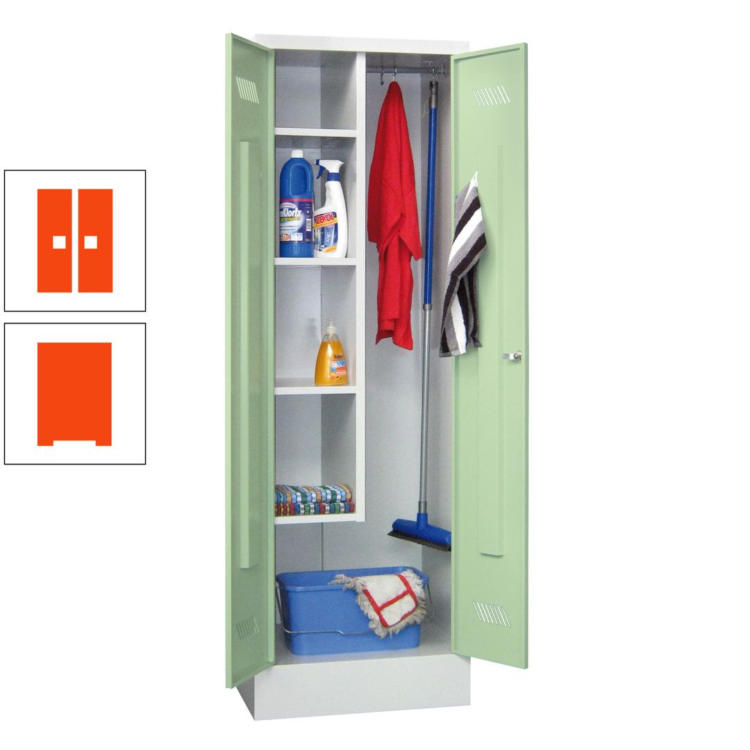Putzschrank mit Sockel - 1 Abteil mit Trennwand - 1.850x600x500 mm (HxBxT) - Drehriegel - anthrazitgrau