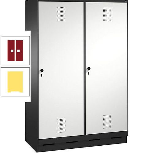 Doppel-Spind, Garderobenschrank, 2 Türen für 4 Abteile a 300 mm, Korpus anthrazitgrau, Türen anthrazitgrau, 1.800 x 1.200 x 500 mm (HxBxT)