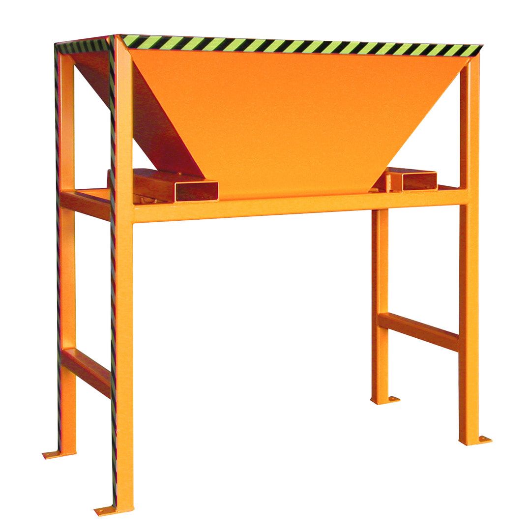 Befülltrichter für Big-Bags und Container - mit Ständer - 2.050 x 1.980 x 980 mm (HxBxT) - feuerrot (RAL 3000)