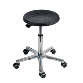 Arbeitshocker - Sitzhöhe 460 - 640 mm - PU schwarz - Aluminium Fußkreuz - Ausführung wählbar