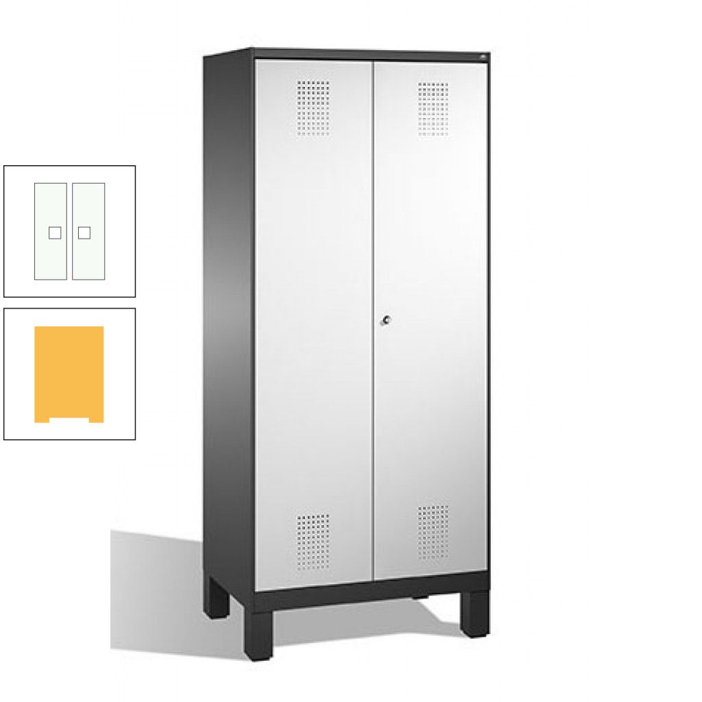 Mehrzweckschrank, Doppeltüren, auf Füßen, 2 Abteile a 400 mm, Korpus anthrazitgrau, Tür anthrazitgrau, 1.850 x 800 x 500 mm (HxBxT)