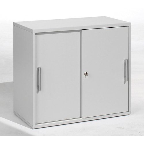 Anstell-Schiebetürenschrank, Holz, 2 Ordnerhöhen, Einlegeboden, Stellfüße, 720 x 1.000 x 425 mm (HxBxT), Frontfarbe Ahorn, Korpusfarbe Ahorn