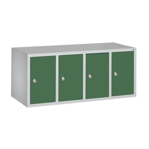 Aufsatzschrank für Spinde und Schließfachschränke, 4 Abteile, Korpus anthrazitgrau, Türen anthrazitgrau, 500 x 1.190 x 500 mm (HxBxT), Stahlschrank