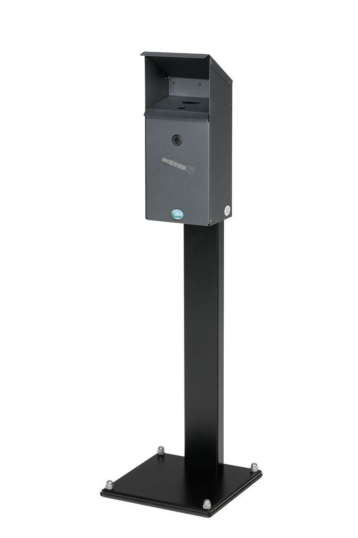 E-Zigarettensammler, abschließbar, Schutzdach, 2 Öffnungen, Frontklappe, pulverbeschichtet, Farbe Eisenglimmer, 423 x 180 x 130 mm (HxBxT)