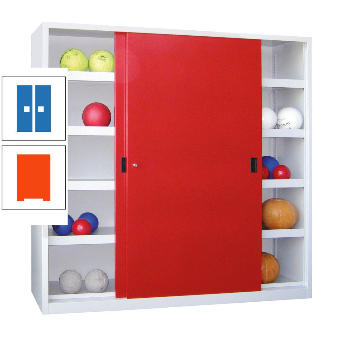 Ballschrank - Schiebetüren - Trennwand - 8 Böden - 1.950x1.500x600 mm (HxBxT) - anthrazitgrau