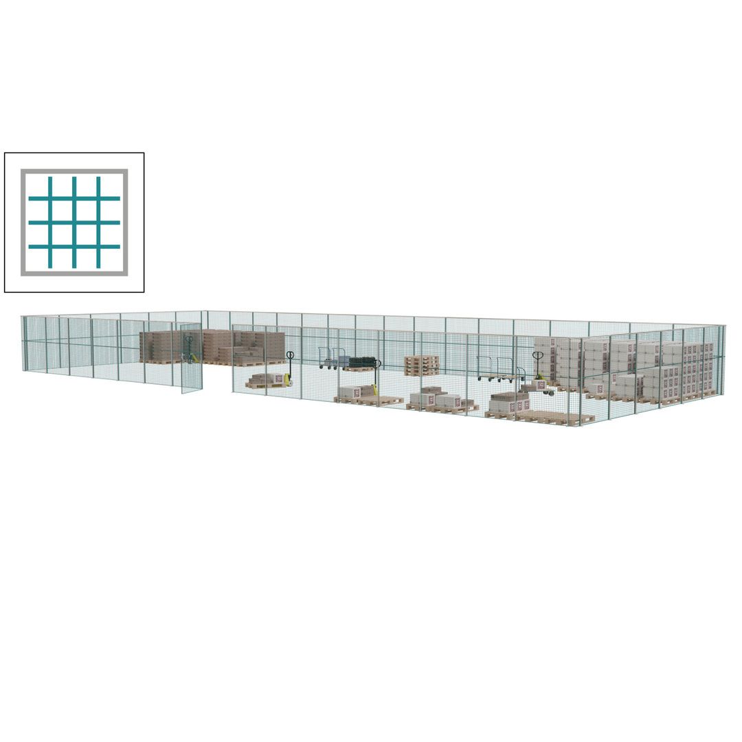 Maschinen Schutzgitter - Hallentrennwand - Sicherheitszaun - Tür - 66 m - 2.200 x 24.400 x 9.400 mm (HxBxT) - enzianblau