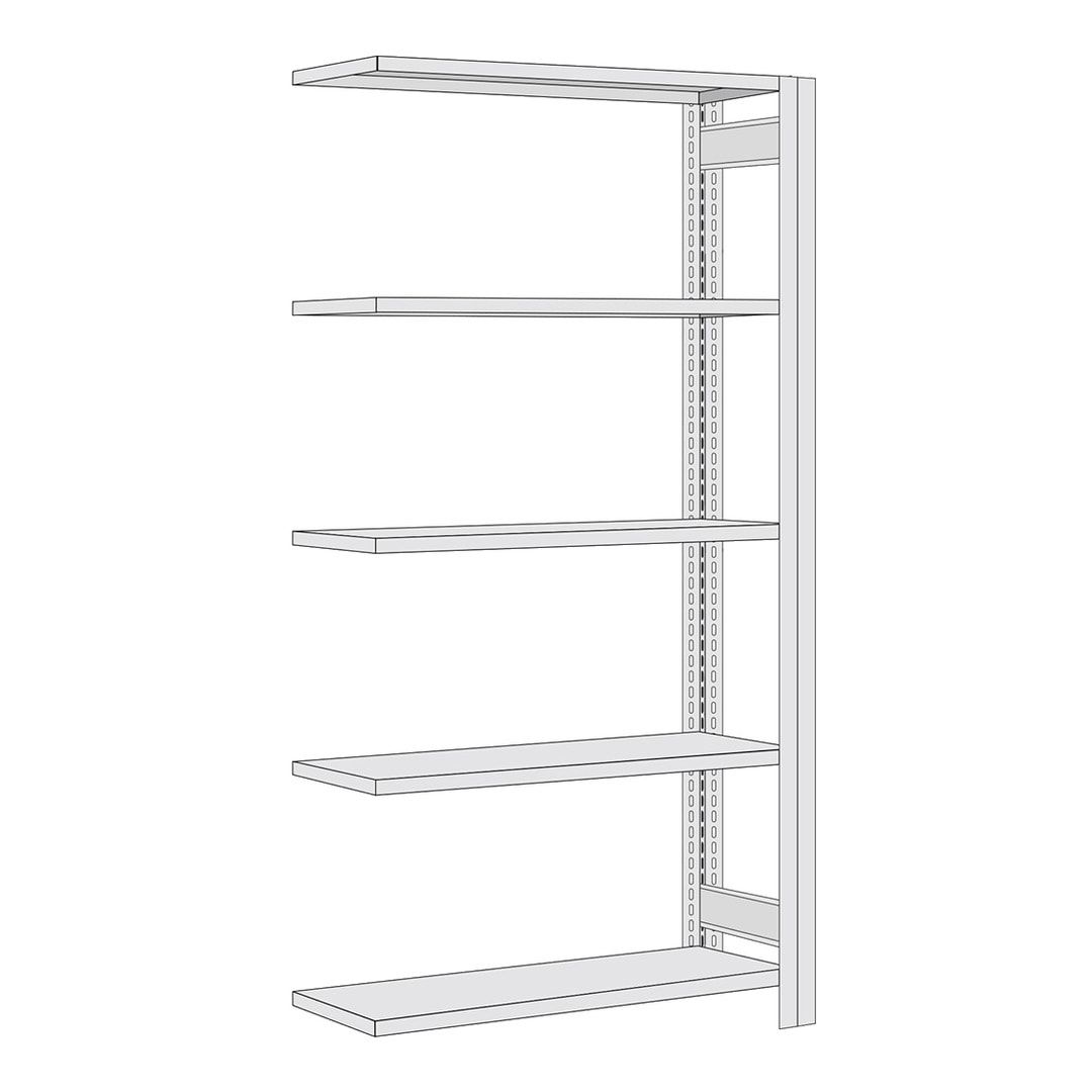 Fachbodenregal mit Tiefenriegel - 250 kg - 2.000 x 875 x 300 mm (HxBxT) - Anbauregal - lichtgrau - Lagerregal - Steckregal - BERT