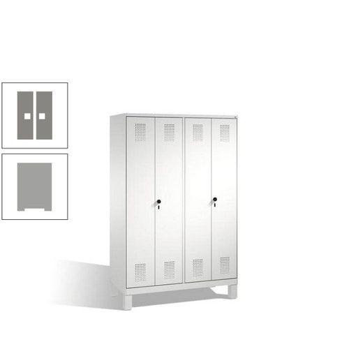 Doppel-Spind, Doppeltüren, Garderobenschrank mit Füßen, 4 Abteile a 300 mm, Korpus anthrazitgrau, Tür anthrazitgrau, 1.850 x 1.200 x 500 mm (HxBxT)
