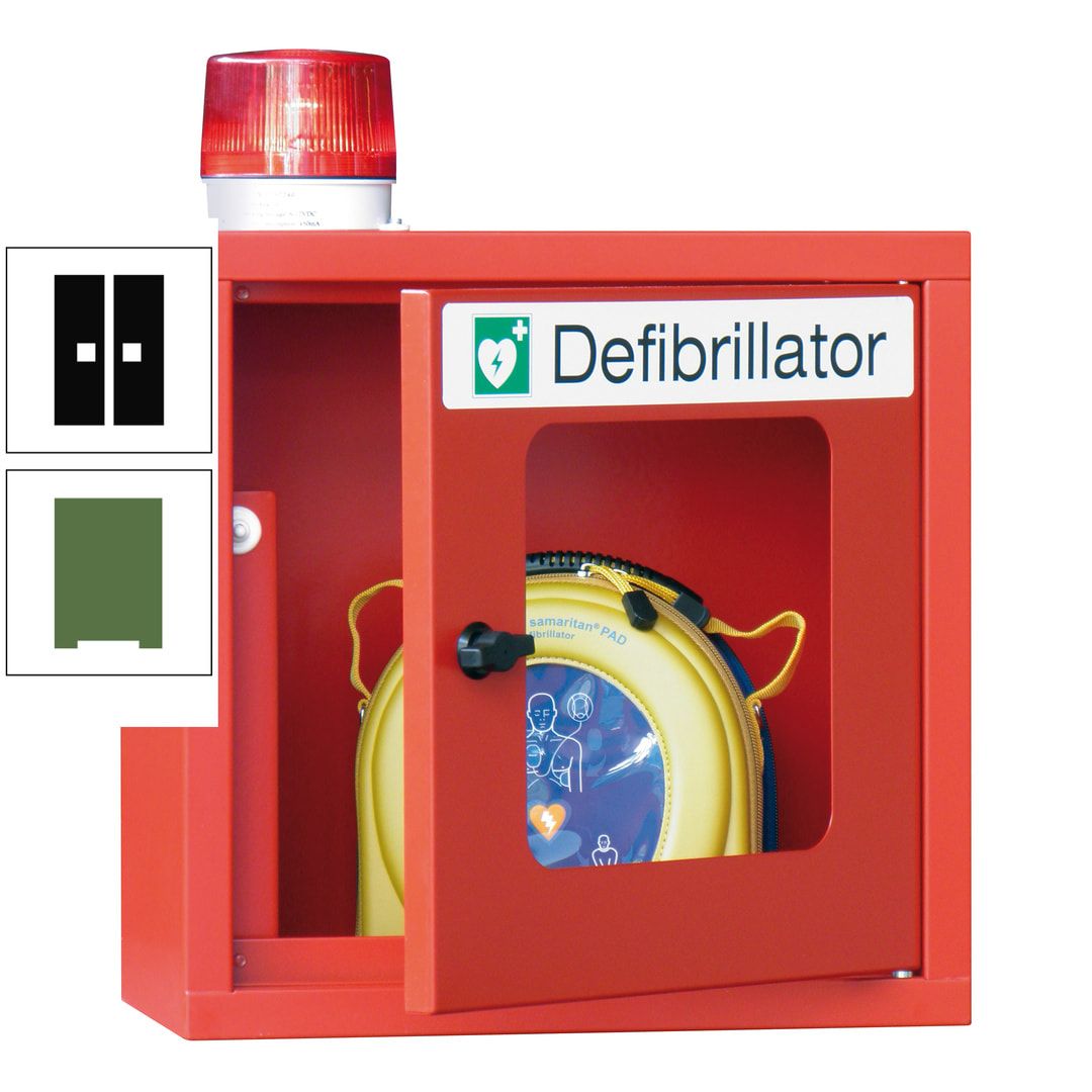 Defibrillatorenschrank mit akustischem und optischem Alarm - 490 x 400 x 200 mm (HxBxT) - Sichtfenster - anthrazitgrau