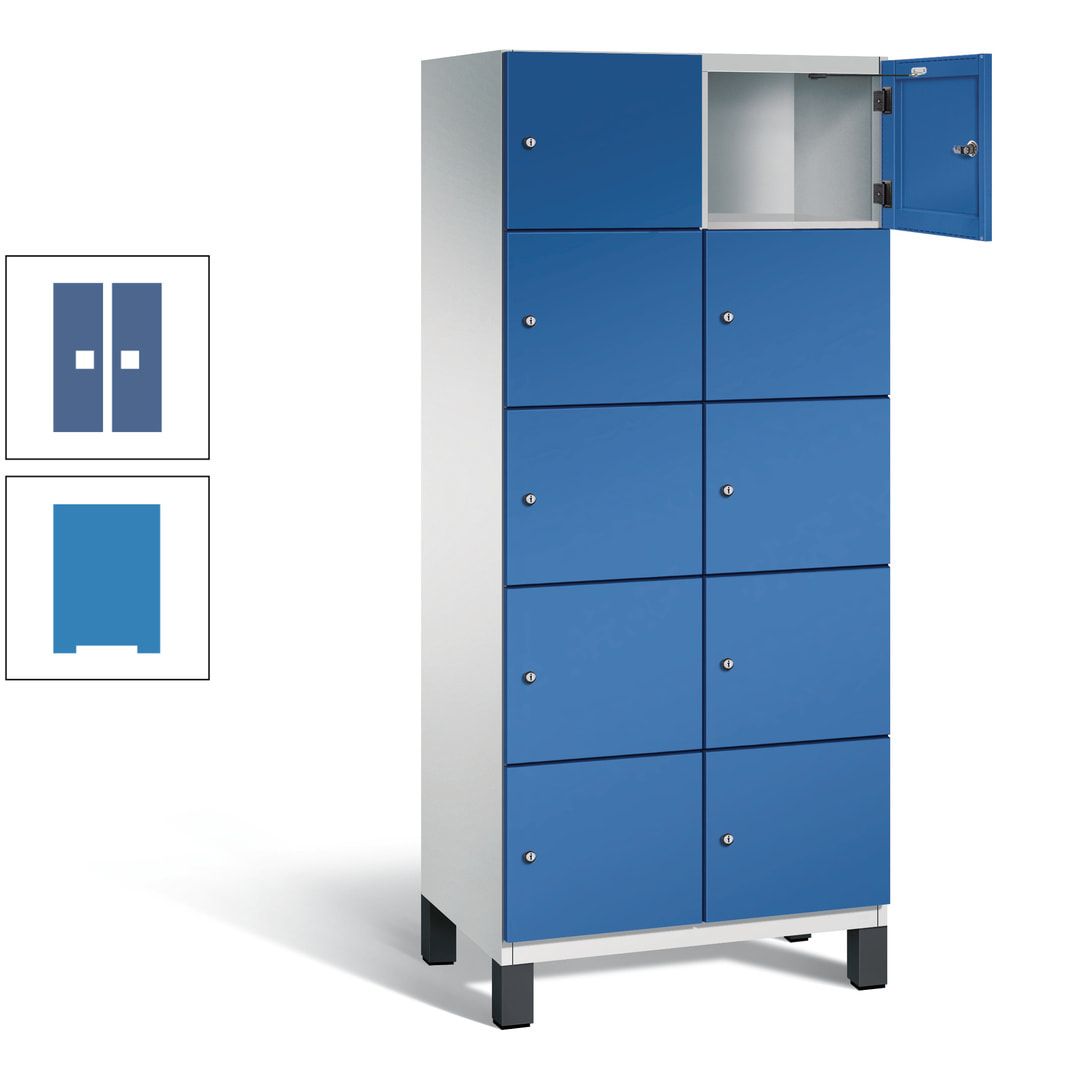 Fächerschrank, Stahlschrank, 10 Fächer, Türöffnungsbegrenzer, Füße, 1.980 x 800 x 525 mm (HxBxT), Korpus anthrazitgrau, Front anthrazitgrau