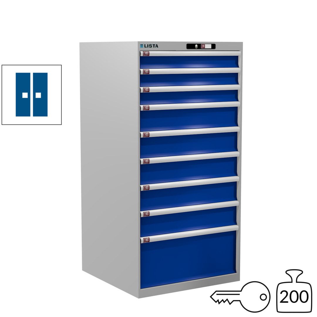 Lista Schubladenschrank - 13.106.010 - 1.450x717x725 mm (HxBxT) - 9 Schubladen - 200 kg - Key Lock - lichtblau (RAL 5012)