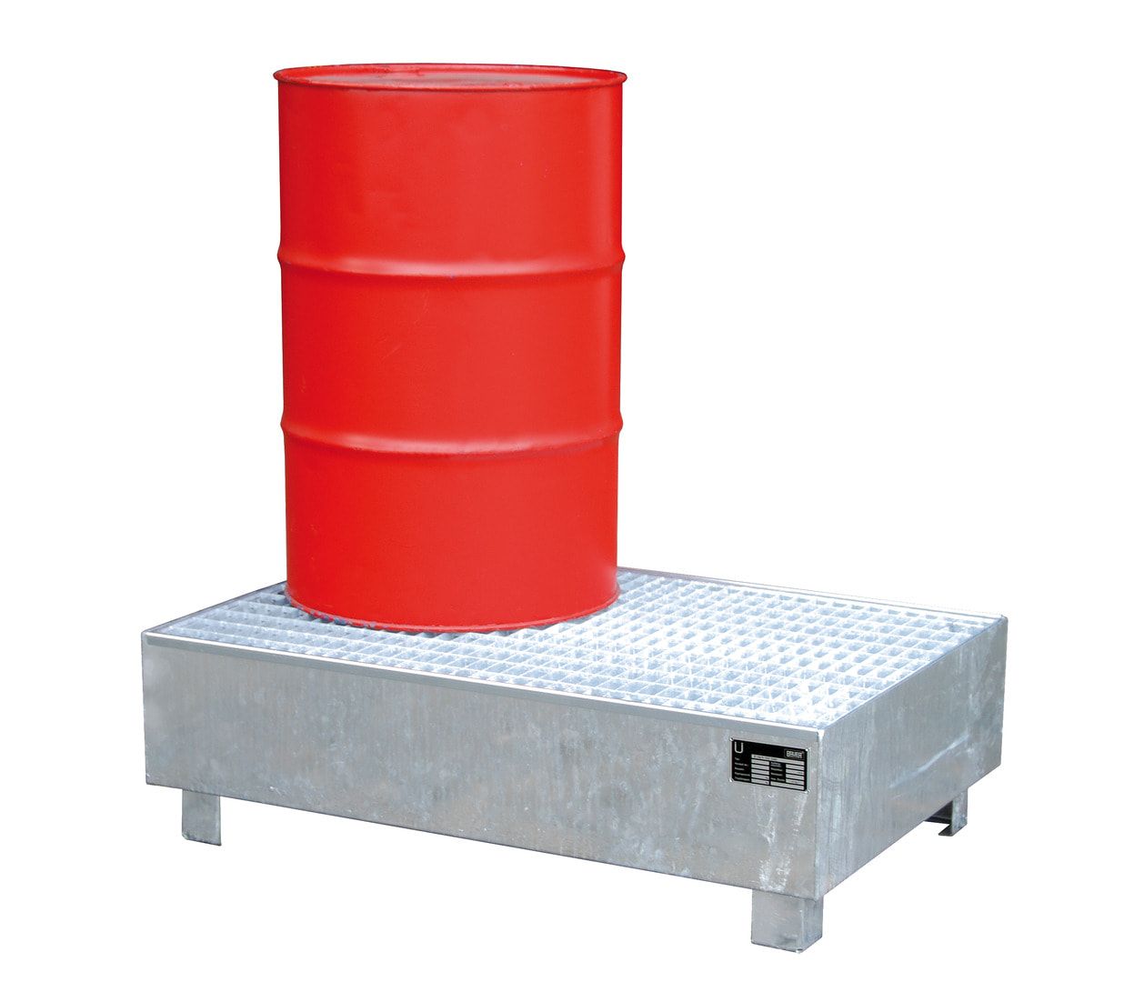 Auffangwanne - 215 l Volumen - 360 x 1.200 x 800 mm (HxBxT) - Gitterrost - verzinkt