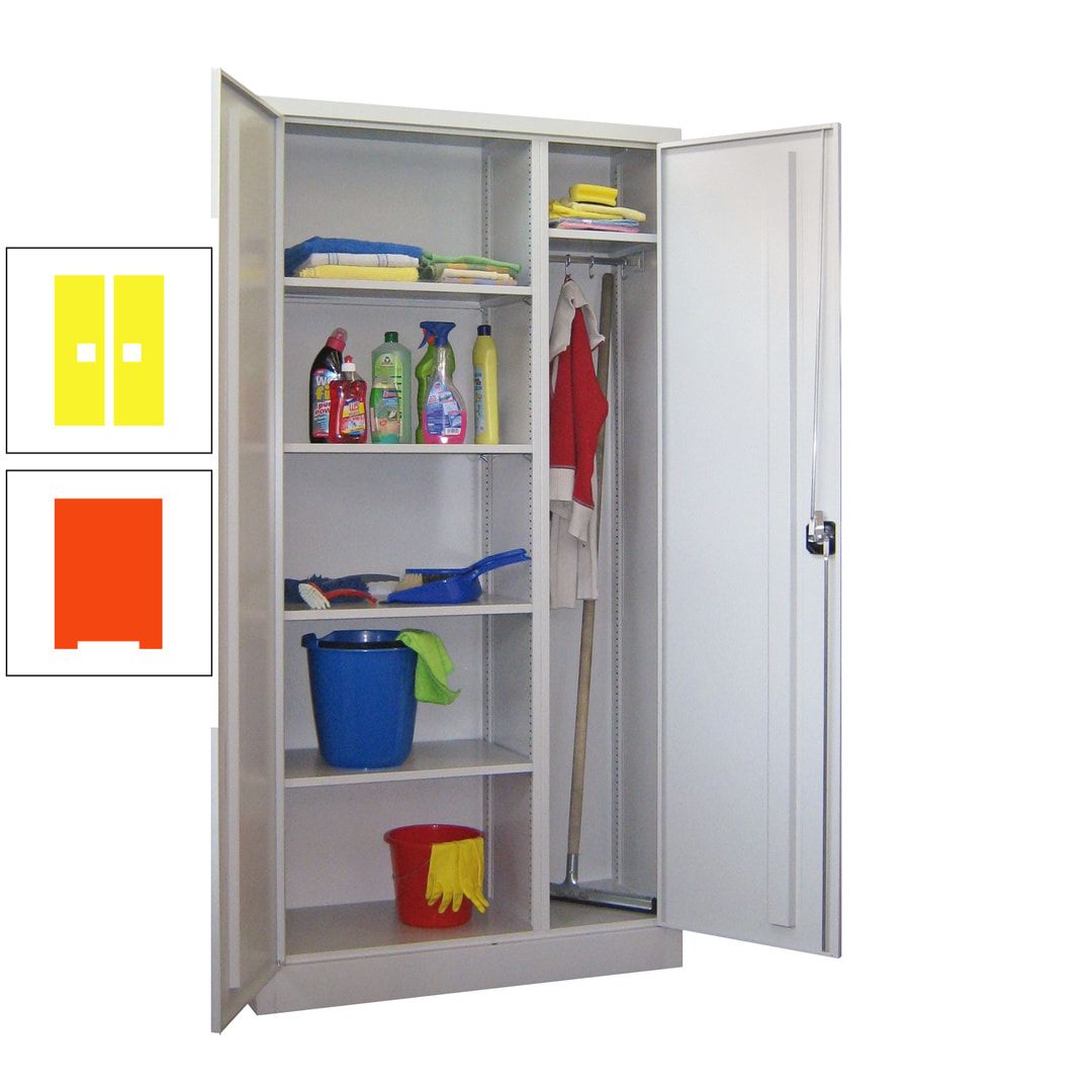 Putzschrank mit Trennwand - 1.950x1.000x400 mm (HxBxT) - Böden pulverbeschichtet - anthrazitgrau