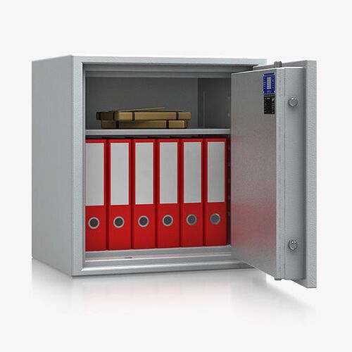 Dokumententresor, Geldschrank, Safe, VdS Klasse 1, 60 Minuten feuerfest, Türen 1-flügelig, Höhe wählbar, 589 x 471 mm (BxT), Farbe lichtgrau
