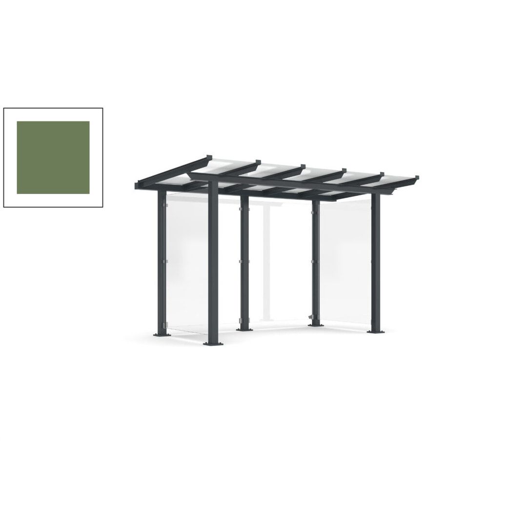 Unterstand mit Pultdach und Sicherheitsglas - feuerverzinkt und farbbeschichtet - 2.435 x 3.850 x 2.090 (HxBxT) - Farbe Achatgrau