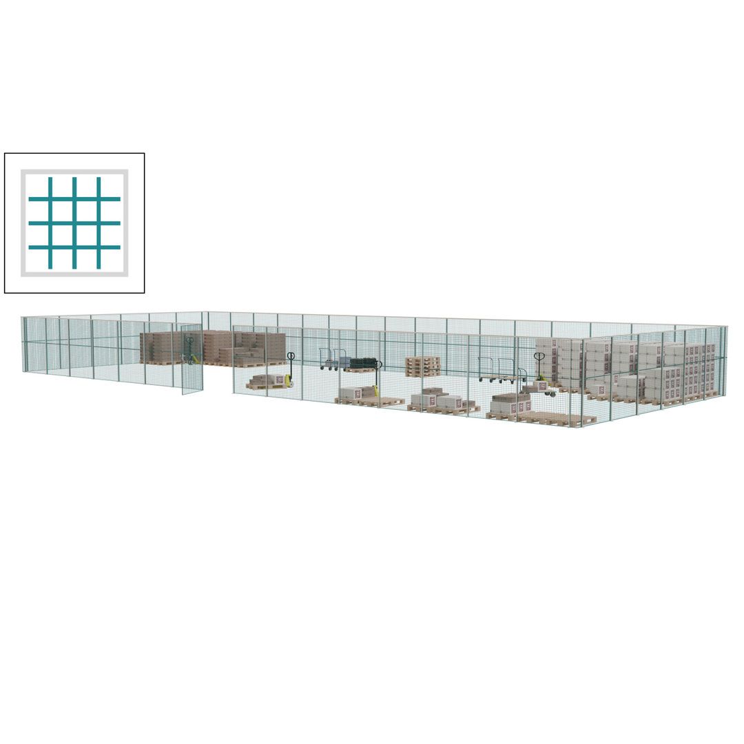 Maschinen Schutzgitter - Hallentrennwand - Sicherheitszaun - Tür - 66 m - 2.200 x 24.400 x 9.400 mm (HxBxT) - enzianblau
