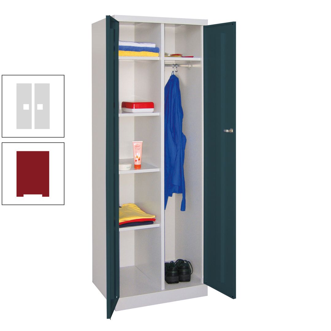 Kleiderschrank mit Sockel - Spind - 1 Abteil mit Trennwand - 1.800x600x500 mm (HxBxT) - Zylinderschloss - anthrazitgrau