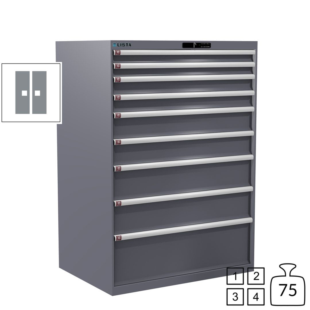 Lista Schubladenschrank - 12.550.010 - 1.450x1.023x725 mm (HxBxT) - 9 Schubladen - 200 kg - Key Lock - lichtblau (RAL 5012)