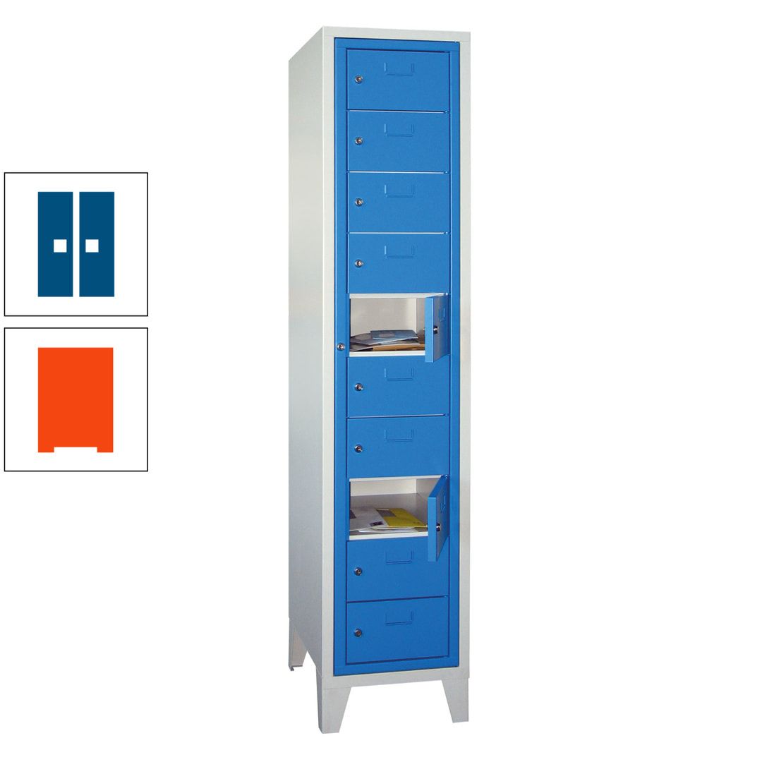 Schließfachschrank - Wäscheausgabeschrank - 10 Fächer a 315 mm - 1.850x400x500 mm (HxBxT) - Füße - Zylinderschloss - anthrazitgrau