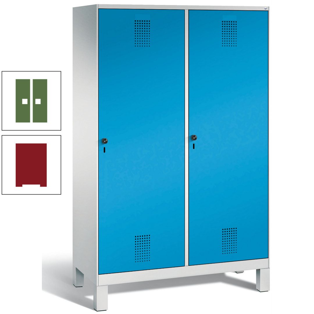 Doppel-Spind, Garderobenschrank, 2 Türen für 4 Abteile a 300 mm, Korpus anthrazitgrau, Türen anthrazitgrau, 1.850 x 1.200 x 500 mm (HxBxT)