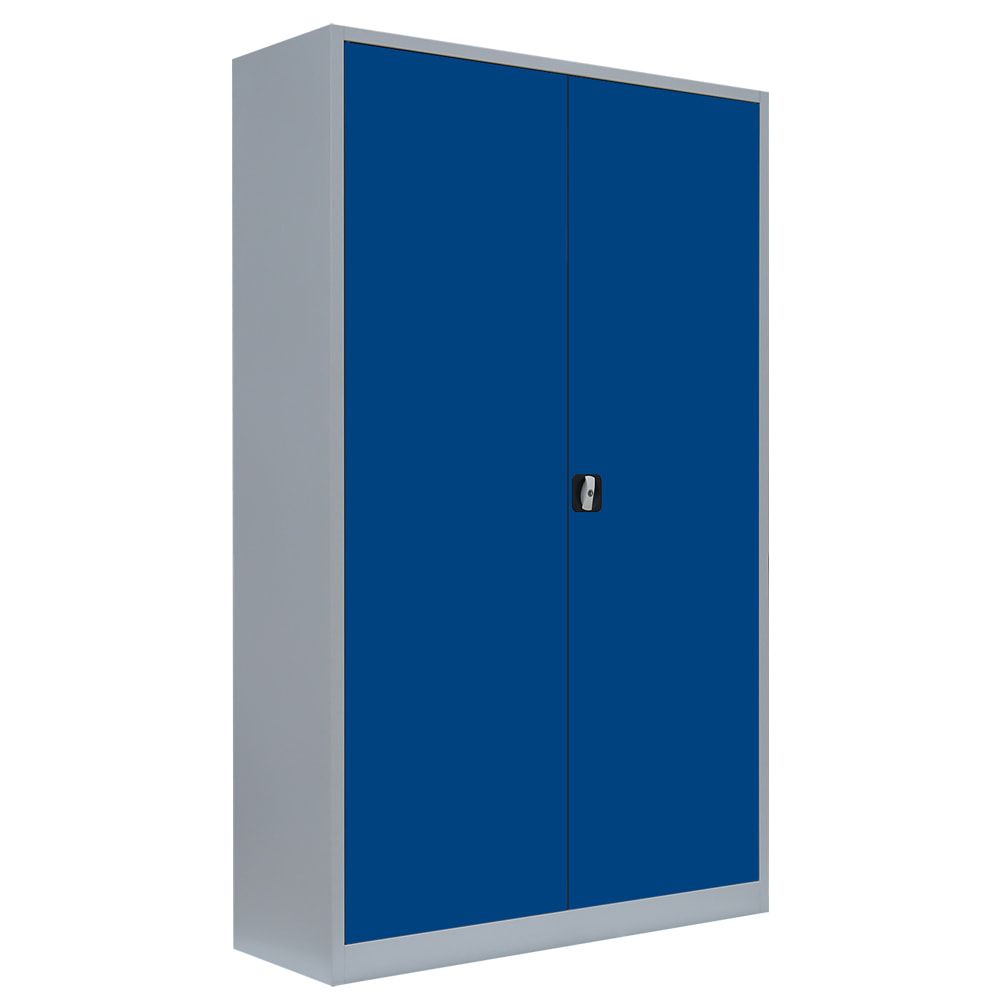 Aktenschrank, Büroschrank, abschließbar, Flügeltüren, 4 Fachböden, 1.950 x 1.200 x 600 mm (HxBxT), Stahl, Korpus und Türen in lichtgrau