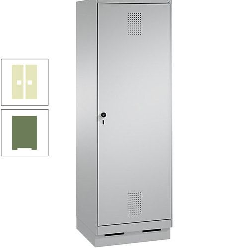 Doppel-Spind, Garderobenschrank, 1 Tür für 2 Abteile a 300 mm, Korpus anthrazitgrau, Türen anthrazitgrau, 1.800 x 600 x 500 mm (HxBxT)