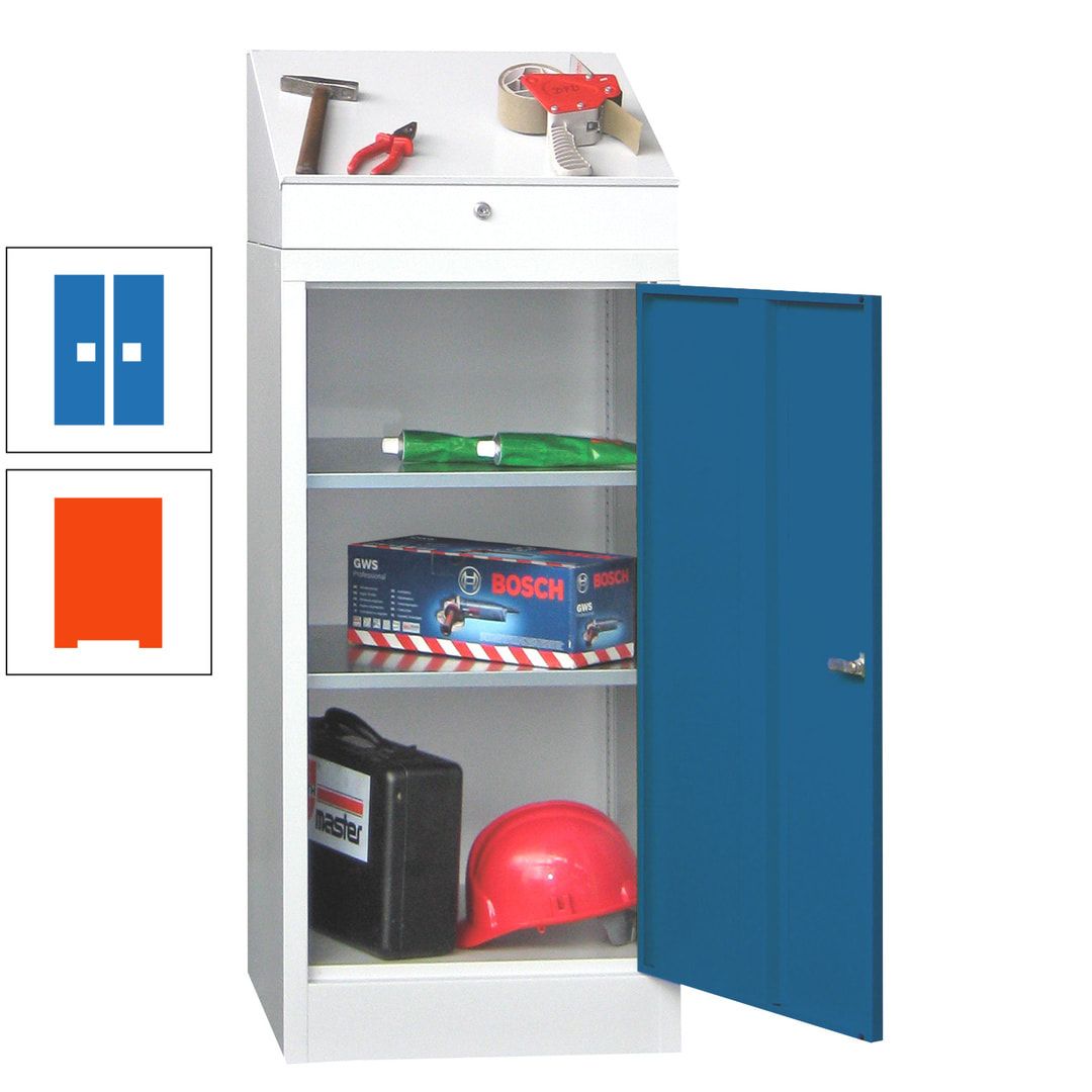 Stehpult mit Schrank - Vollblechtür - Zylinderschloss - 1.270x500x500 mm (HxBxT) - anthrazitgrau