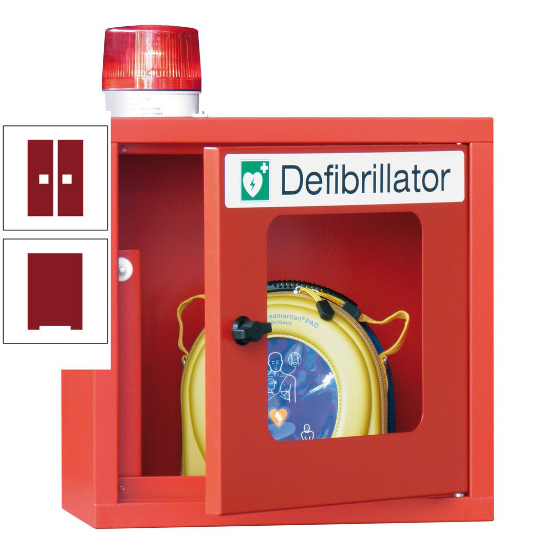 Defibrillatorenschrank mit akustischem und optischem Alarm - 490 x 400 x 200 mm (HxBxT) - Sichtfenster - anthrazitgrau