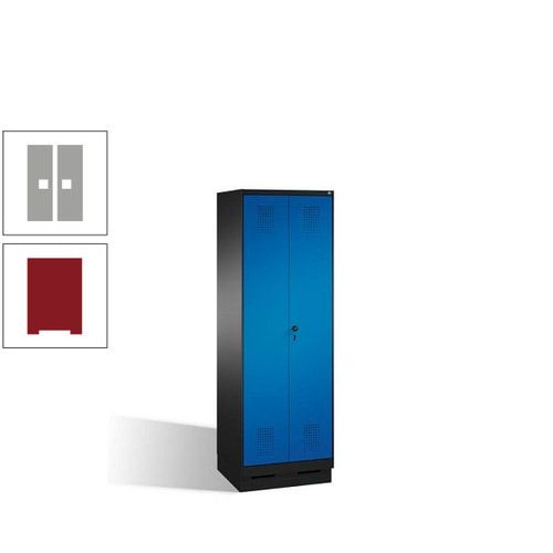 Doppel-Spind, Doppeltüren, Garderobenschrank mit Sockel, 2 Abteile a 300 mm, Korpus anthrazitgrau, Tür anthrazitgrau, 1.800 x 600 x 500 mm (HxBxT)