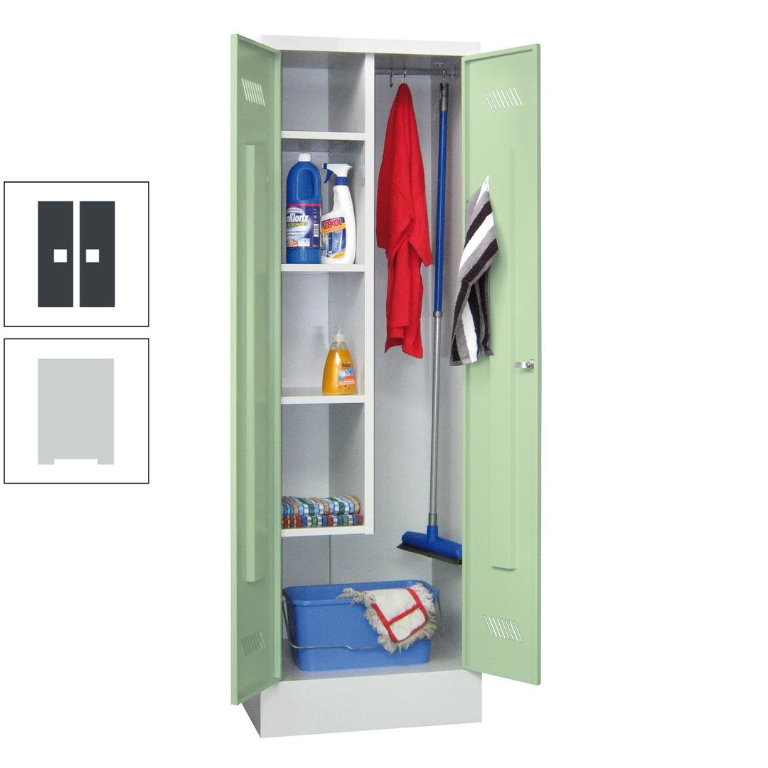 Putzschrank mit Sockel - 1 Abteil mit Trennwand - 1.850x600x500 mm (HxBxT) - Drehriegel - anthrazitgrau