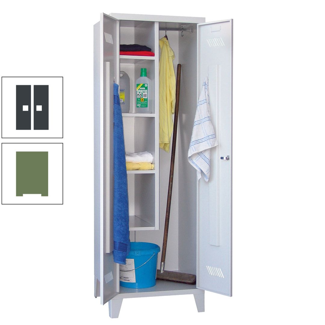 Putzschrank mit Füßen - 1 Abteil mit Trennwand - 1.850x600x500 mm (HxBxT) - Drehriegel - anthrazitgrau