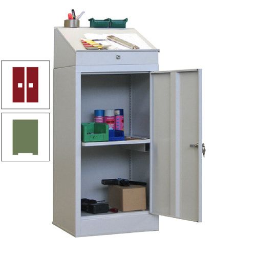 Stehpult mit Schrank - Vollblechtür - Zylinderschloss - 1 Ausziehboden - 1.270x500x500 mm (HxBxT) - anthrazitgrau