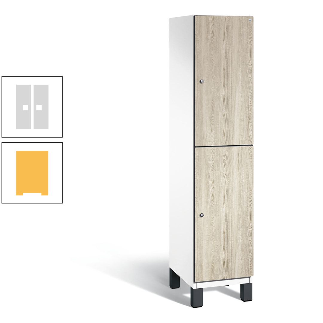 Fächerschrank, Garderobenschrank, mit Füßen, 1 Abteile, 1.980 x 400 x 525 mm (HxBxT), Korpus anthrazitgrau, Tür Donau-Ahorn