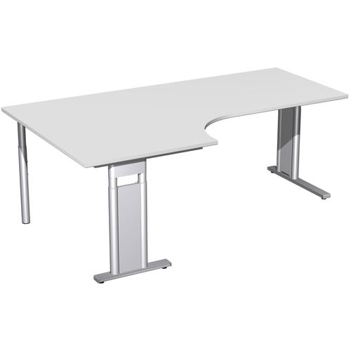 Eckschreibtisch, Eckteil 800 mm, links, Füße einseitig verkürzt, C-Fuß Pro, höhenverstellbar, 680-820 x 1.600 x 1.200 mm (HxBxT), Dekor Ahorn