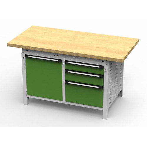 OTTOKIND Werkbank - bündige Arbeitsplatte - 850 x 1.150 x 750 mm (HxBxT) - 3 Schubladen - Schrank - lichtgrau
