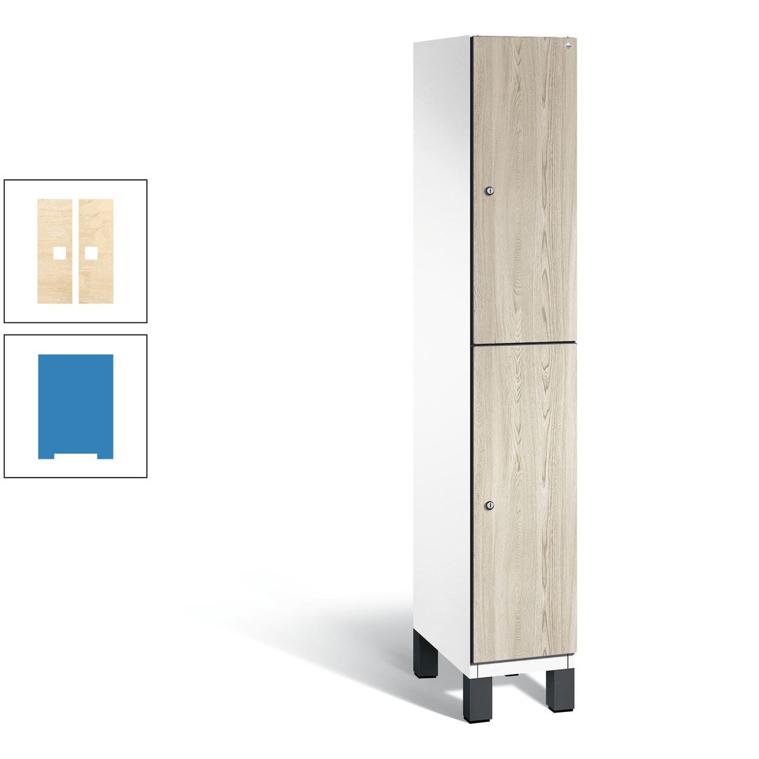 Fächerschrank, Garderobenschrank, mit Füßen, 1 Abteile, 1.980 x 300 x 525 mm (HxBxT), Korpus anthrazitgrau, Tür Donau-Ahorn