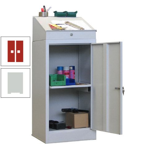 Stehpult mit Schrank - Vollblechtür - Zylinderschloss - 1 Ausziehboden - 1.270x500x500 mm (HxBxT) - anthrazitgrau