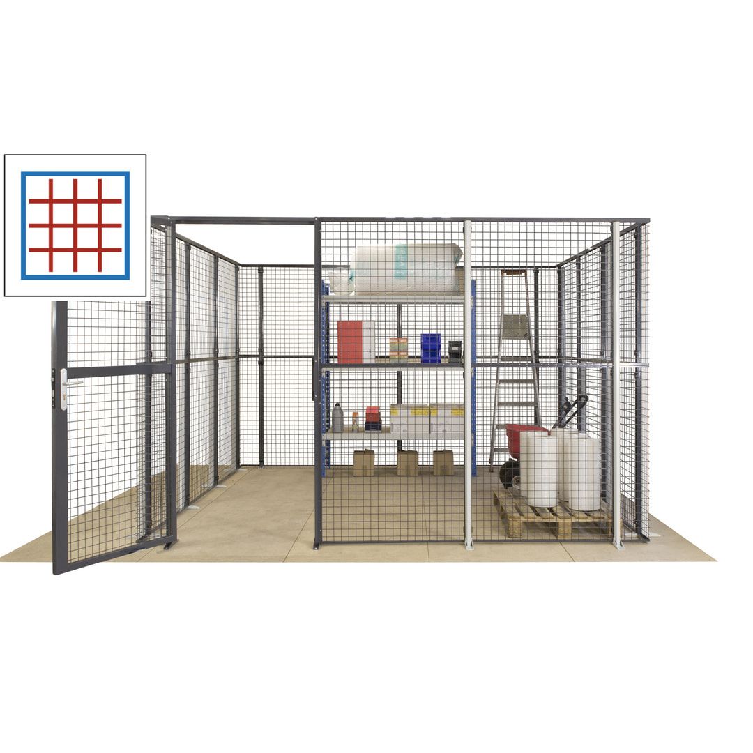 Maschinen Schutzgitter - Hallentrennwand - Sicherheitszaun - Tür - 72 m - 2.200 x 21.400 x 15.400 mm (HxBxT) - enzianblau
